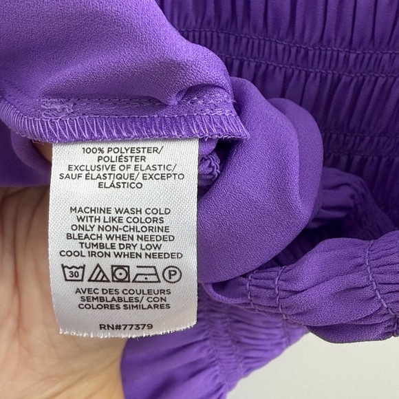Ann Taylor Purple Smocked Ruffle Blouse - Picture 3 of 3